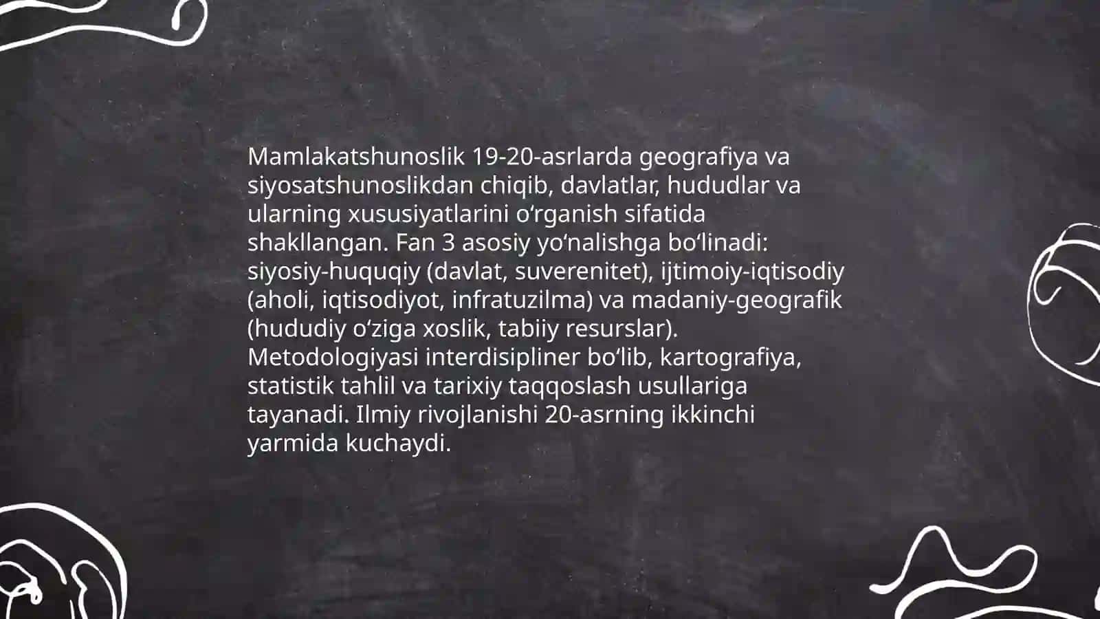 Mamlakatshunoslik fanining rivojlanish tarixi 3