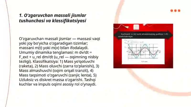 O'zgaruvchan massali jismlar mexanikasi 3