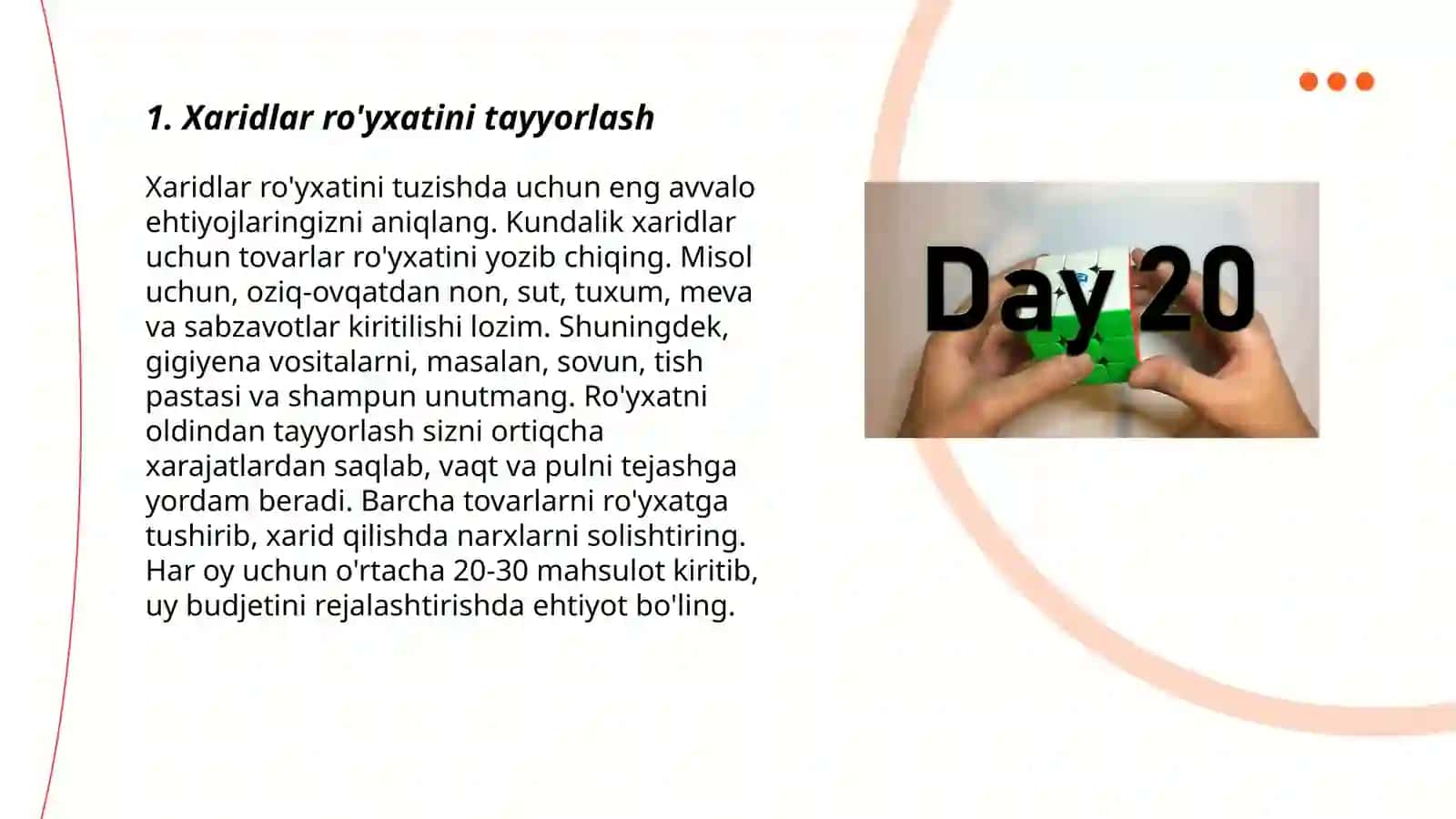 Xaridlar ro'yxatini tayyorlash 3