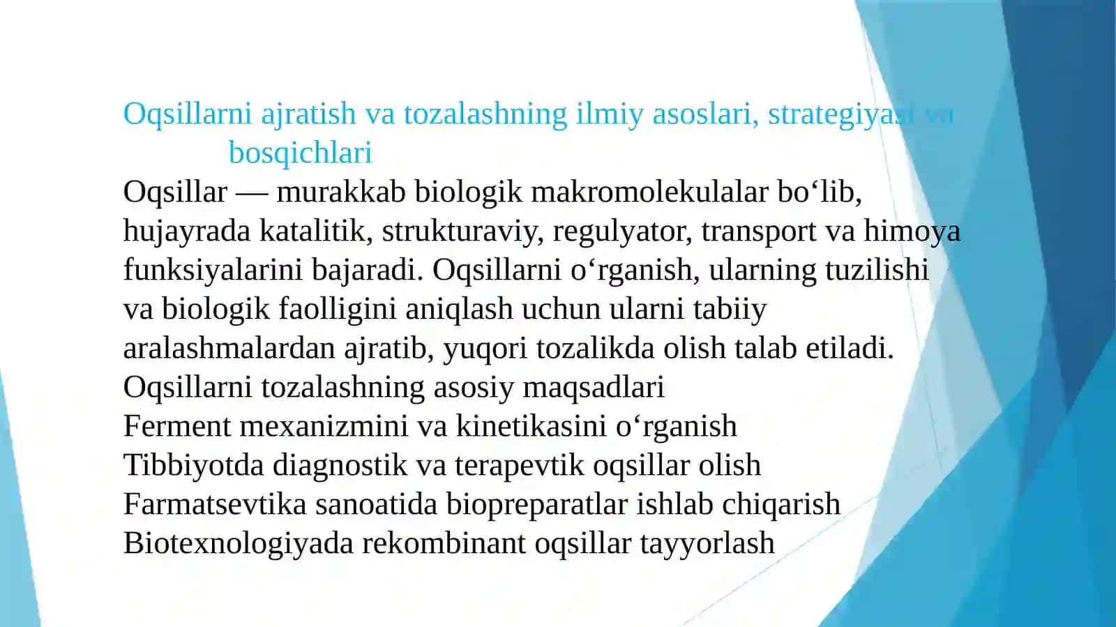 Oqsillarni tozalash va ajratish usullari 3