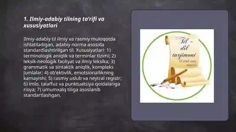 Ilmiy-adabiy til nima? 3