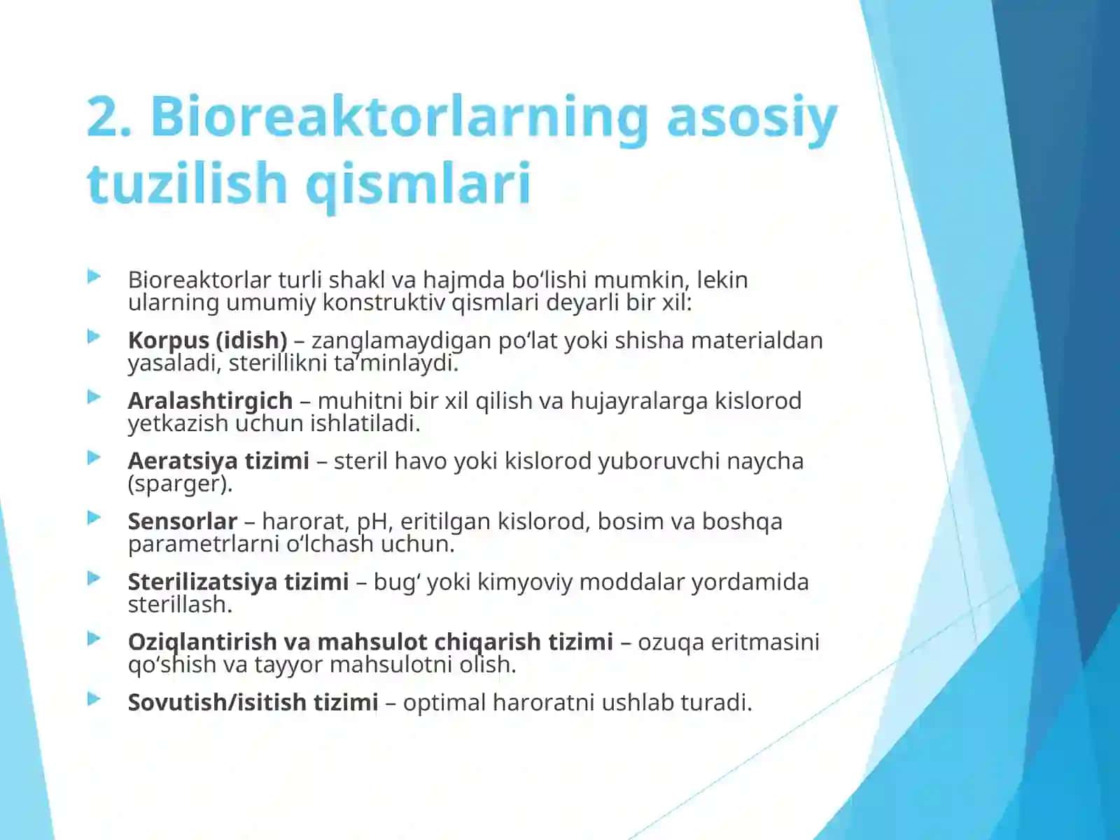 Bioreaktorlarning tuzilishi va xillari 3