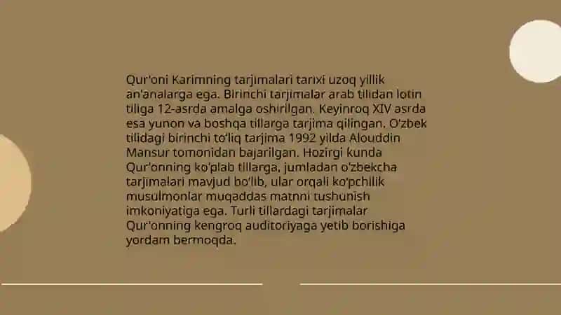 Qur'oni Karimning o'zbekcha tarjimalari xususida ma'lumot 3