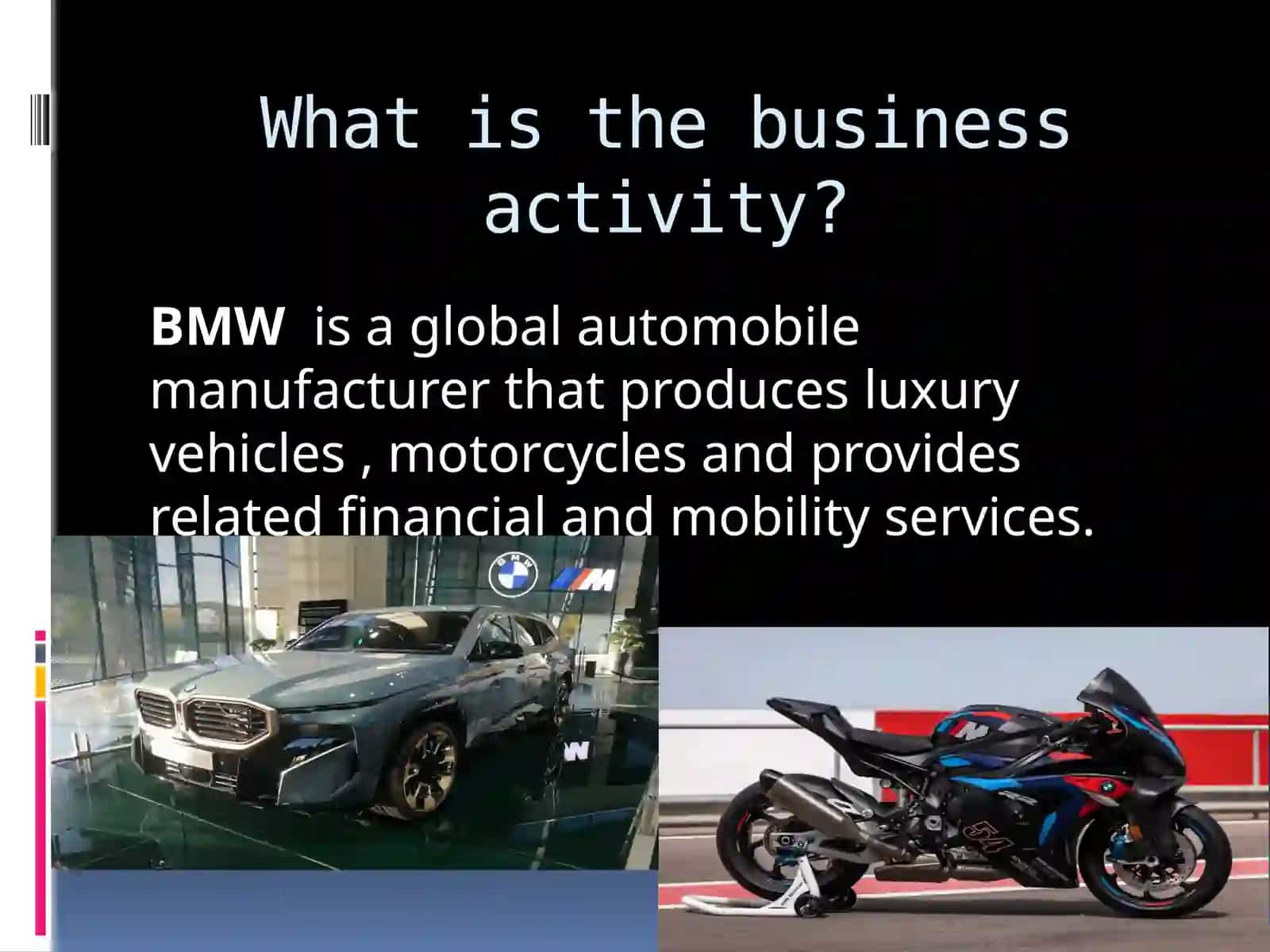 Business activity:BMW“BayerischeMotorenWerkeAG” 3