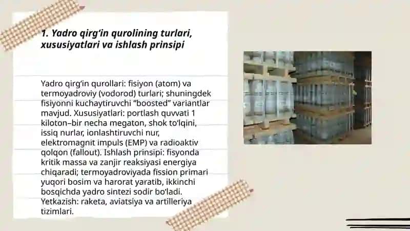 Yadro va kimyoviy qirg‘in quroli va undan himoyalanish 3