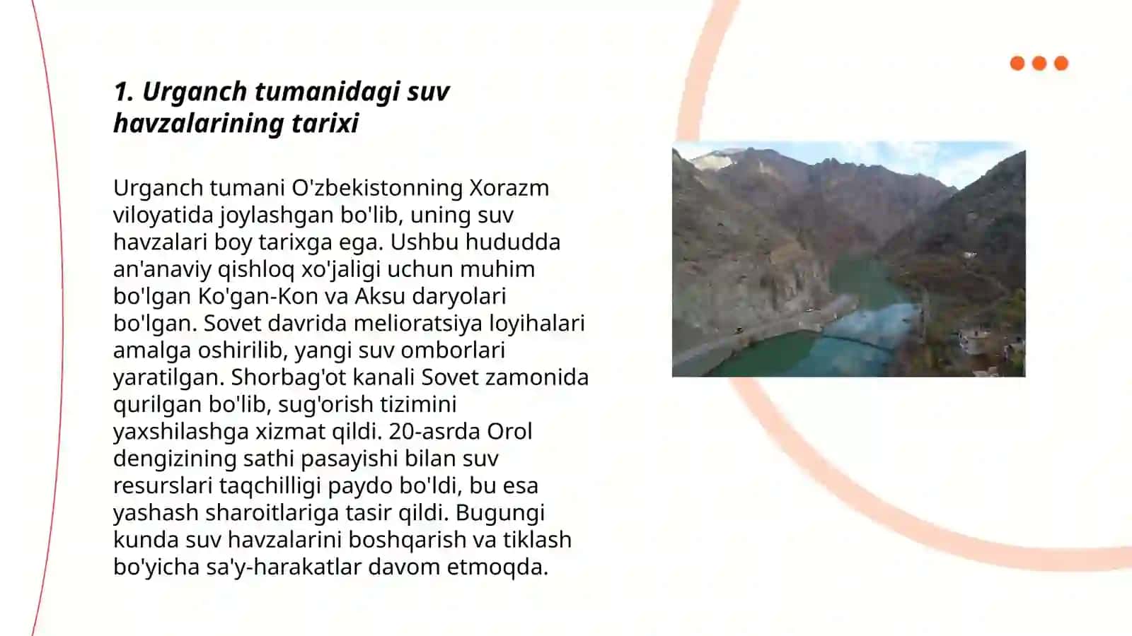 Urganch tumanidagi suv havzalarini o'rganish 3