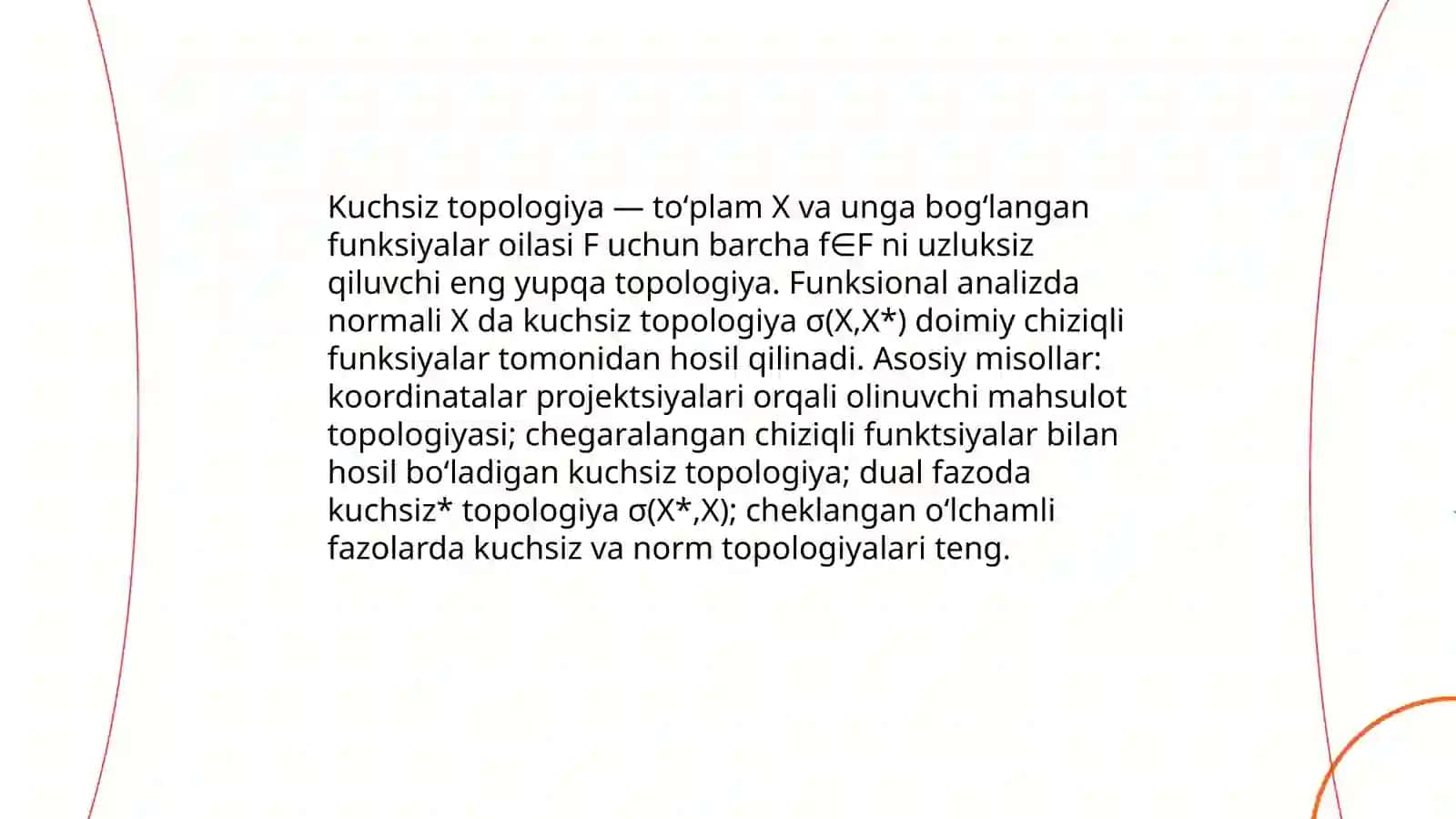 Kuchsiz topologiya va kuchsiz yaqinlashish 3