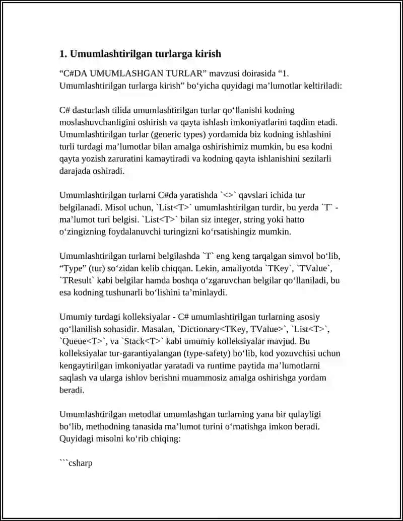 C#DA UMUMLASHGAN TURLAR 3