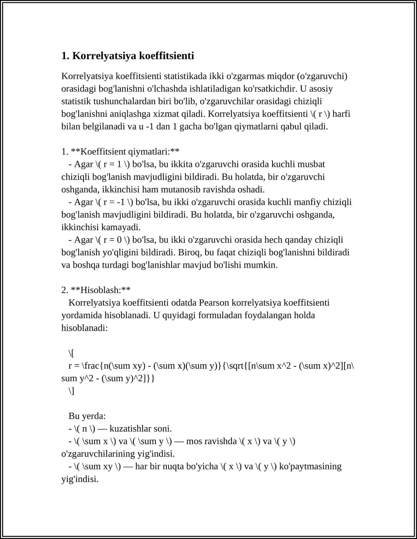 MUSTAQIL ISH Mavzu: KORRELYATSION VA REGRESSION TAHLIL 3