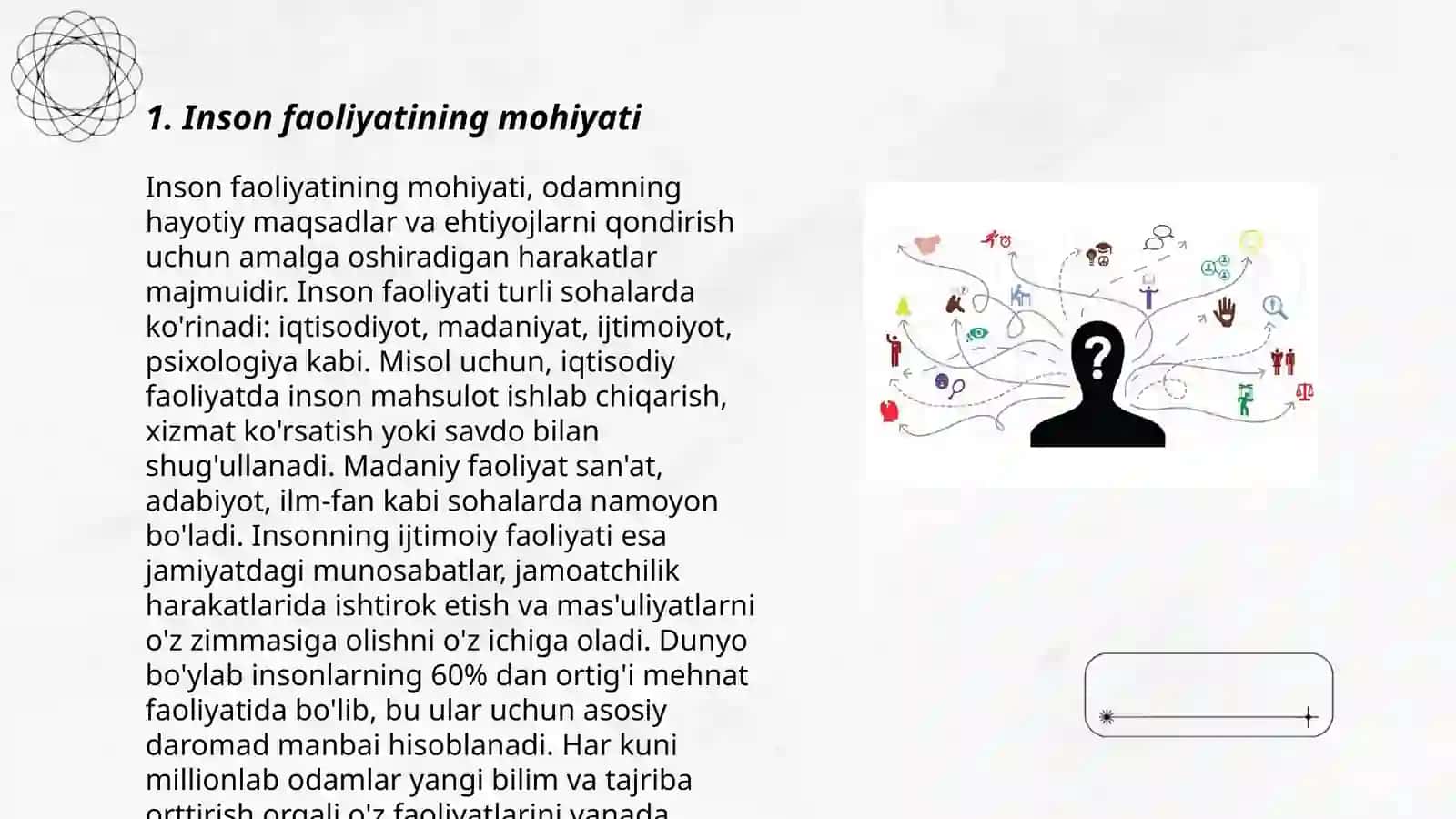 Inson faoliyatining tuzilishi va uning turlari haqida 3