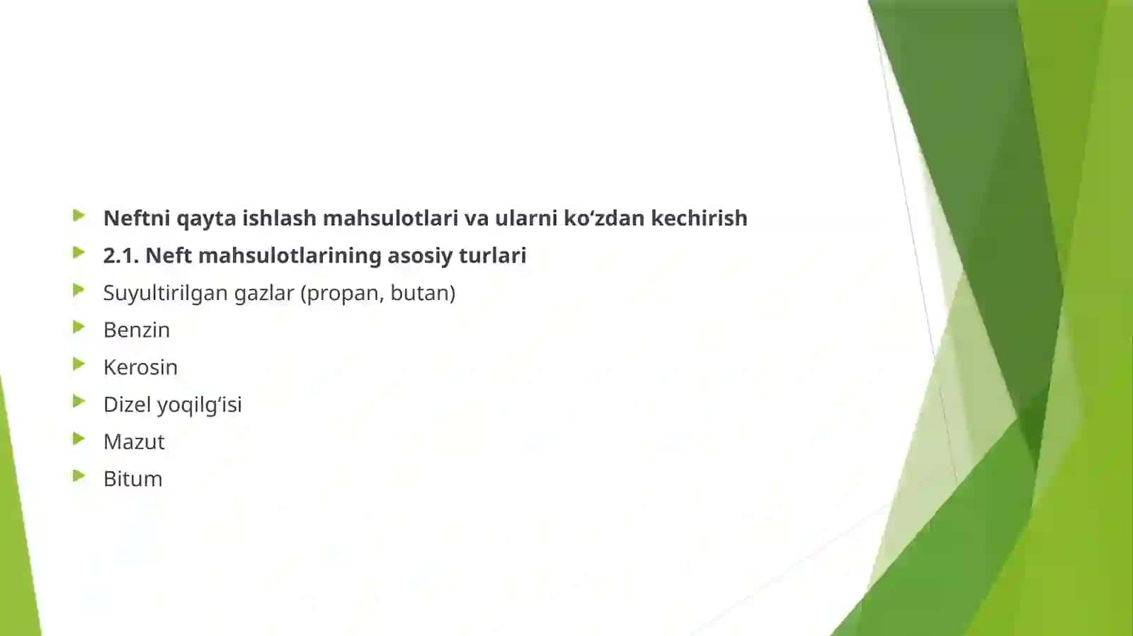 NEFTGAZ KIMYOSI FANIDAN TAYYORLAGAN TAQDIMOTI 3
