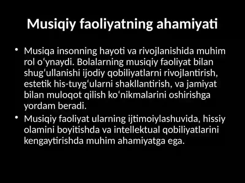 Musiqiy faoliyat turlari 3