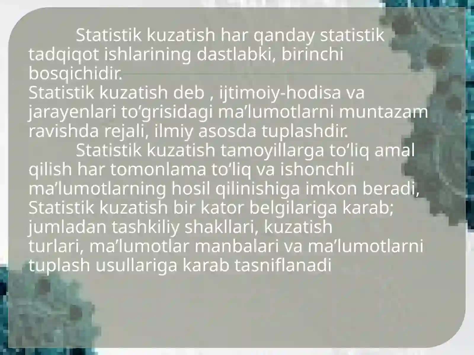 STATISTIK KUZATISH USULI 3