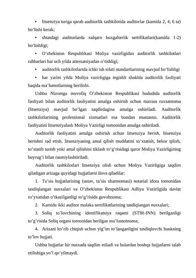 Auditorlik tashkiloti va unga qo'yilgan talablar 3