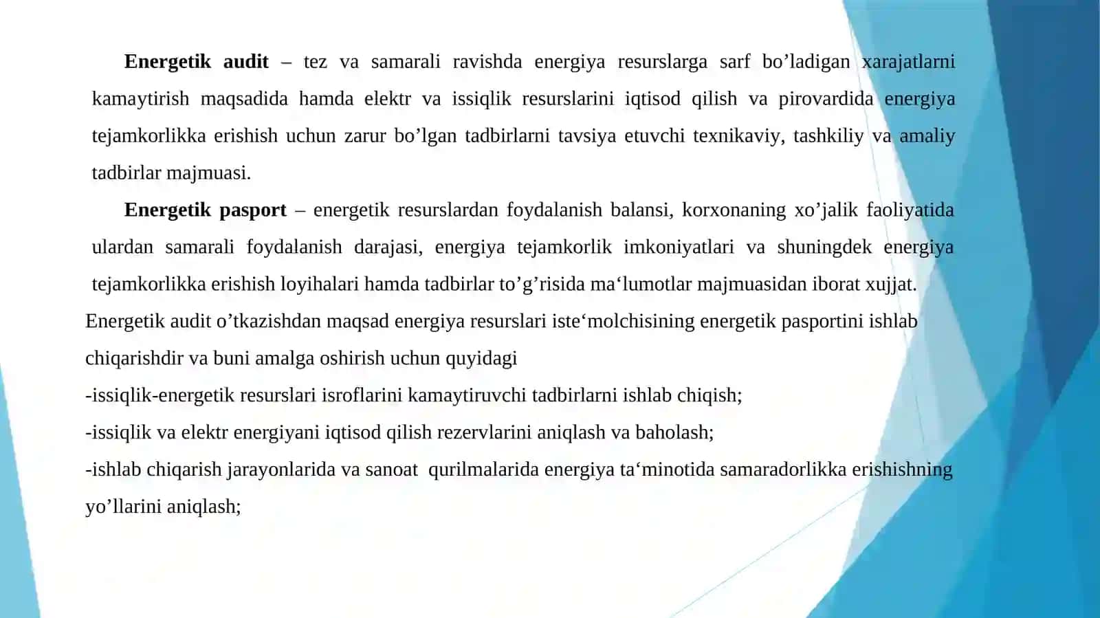 Energiya auditining asosiy bosqichlari 3