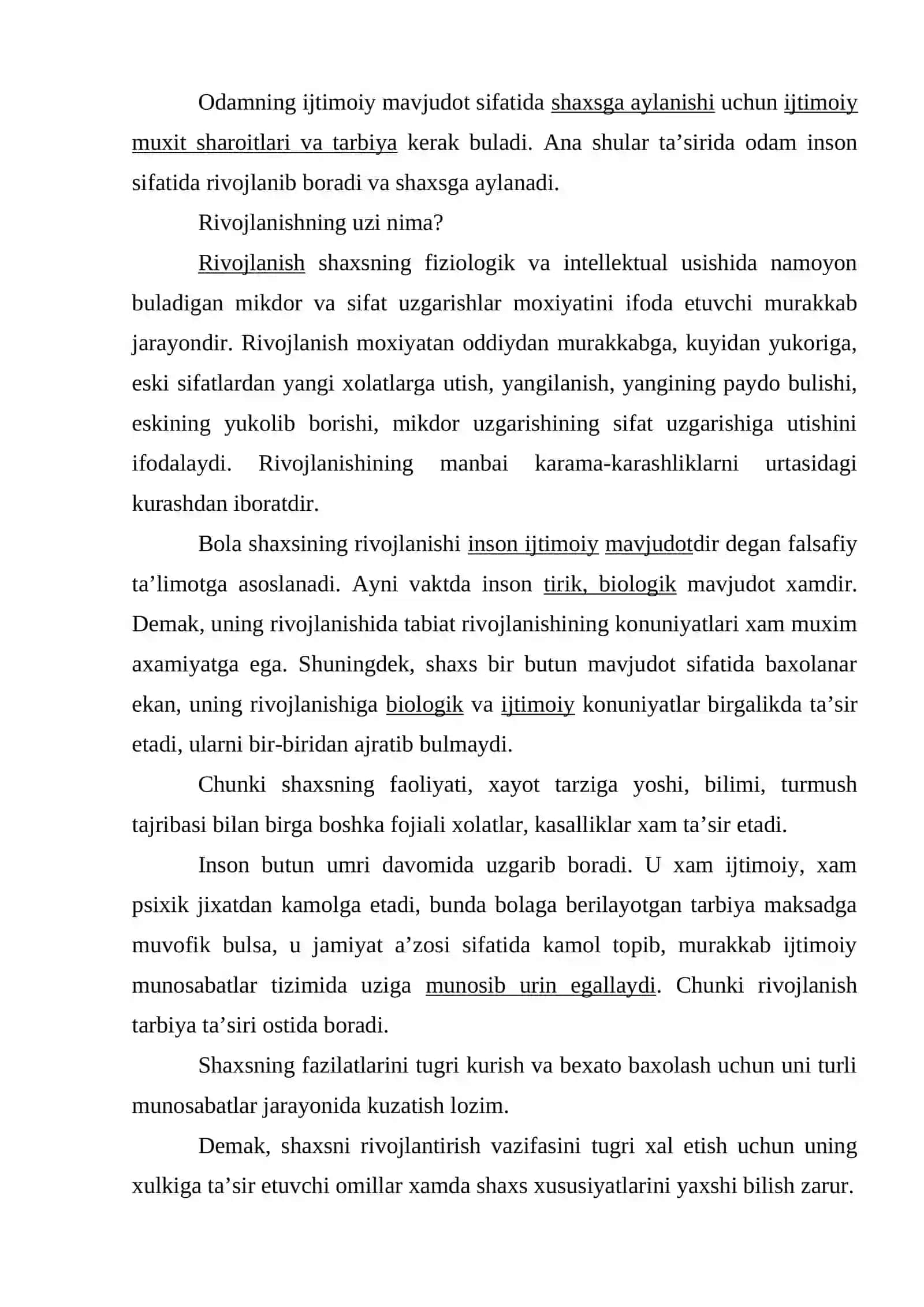 Shaxsning rivojlanishi, tarbiyasi va ijtimoiylashuvi 3