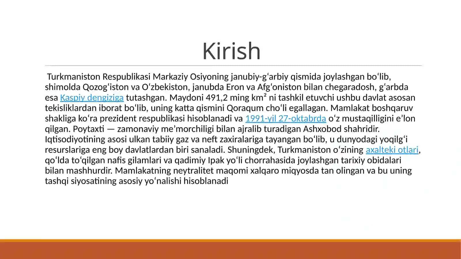 Turkmaniston   Respublikasiga  iqtisodiy geografik tavsifi 3