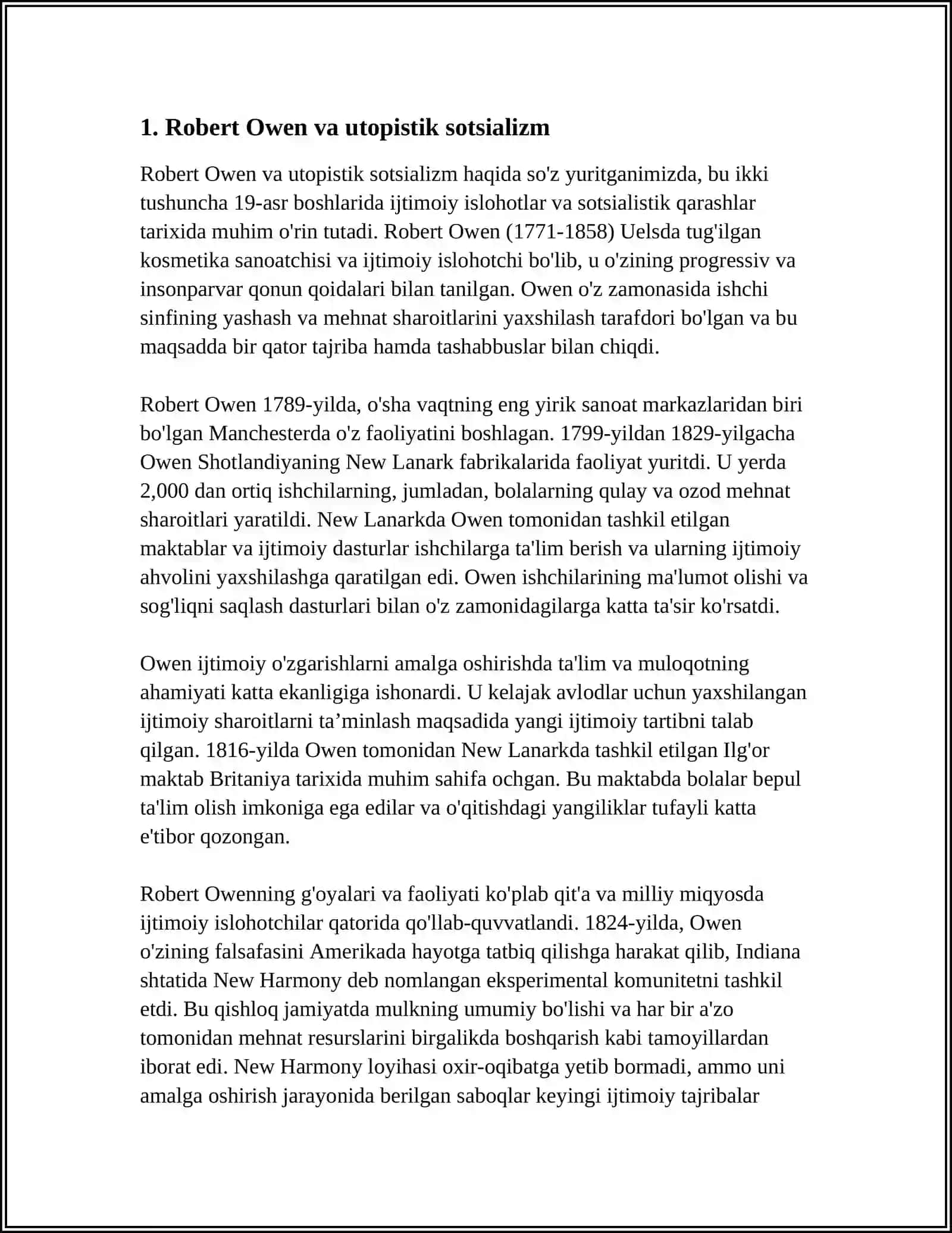 ROBERT OWEN IQTISODIY QARASHLARI 3