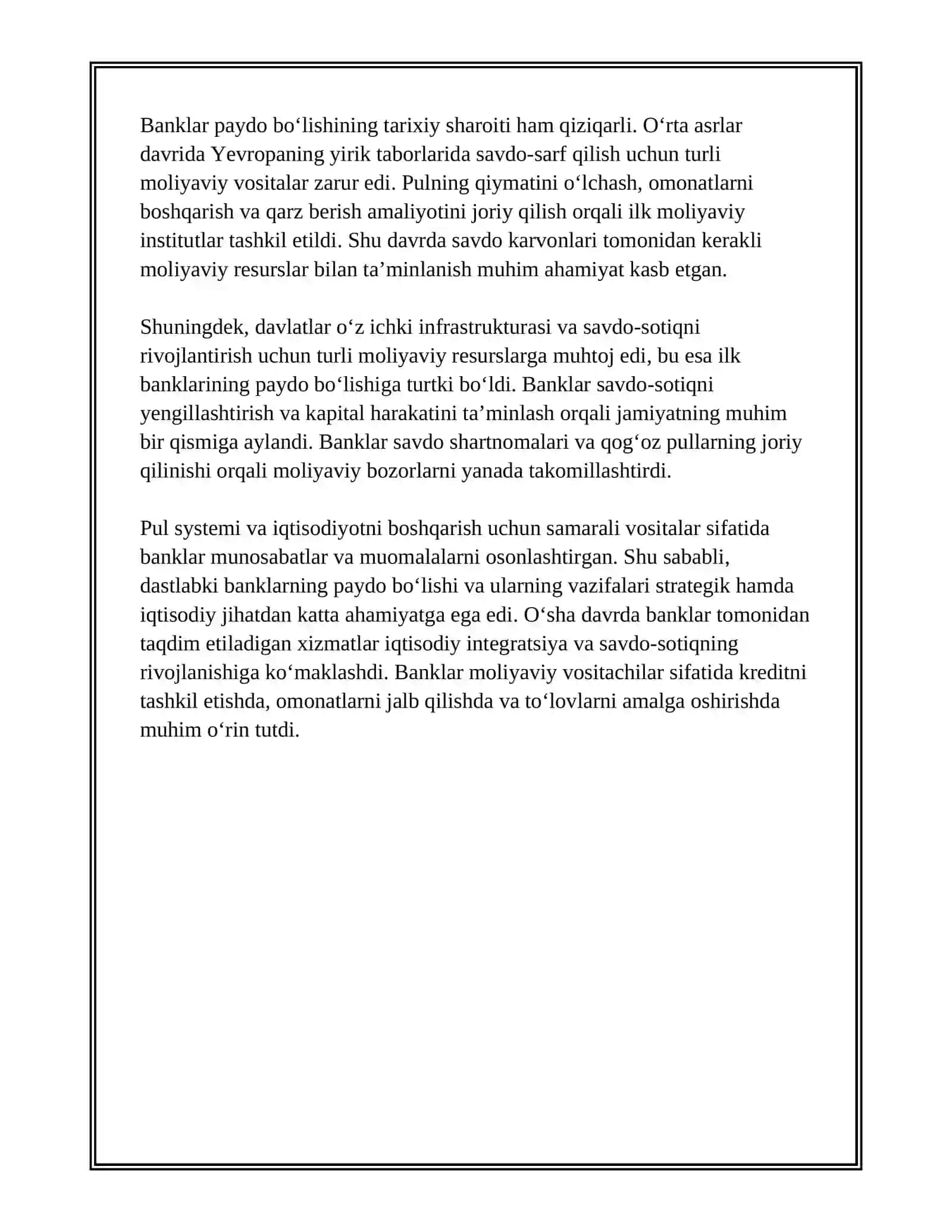 DASTLABKI BANKLARNING PAYDO BOʻLISHI VA VAZIFALARI 3