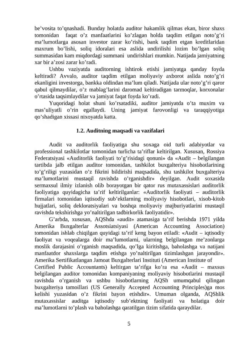 Audit fanining mazmuni. Predmeti va metodi 3