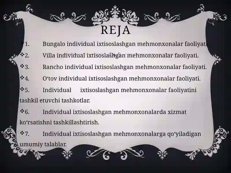 Individual ixtisoslashgan mehmonxonalar 3