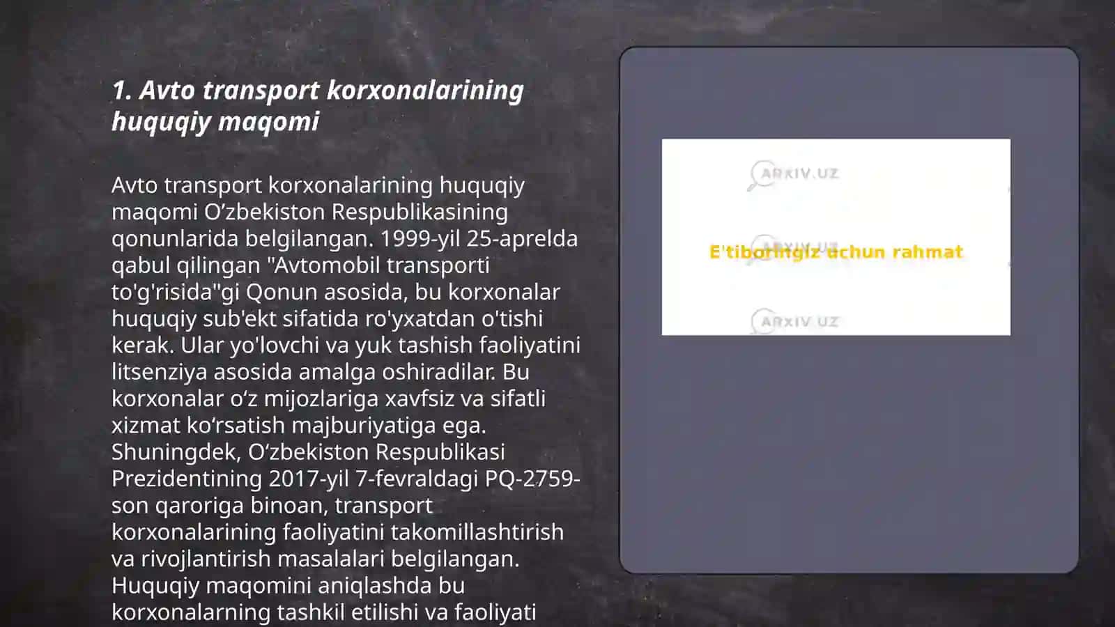 Automobil transporti korxonalarining moliyaviy hisobotni tuzishning qonuniy-me'yoriy manbalari 3