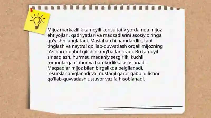 Konsultativ yordam tamoyillari 3