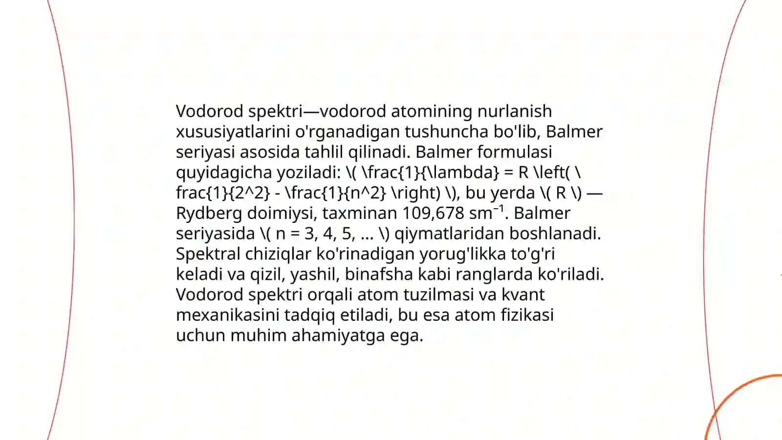 Vodorod va boshqa metalmas elementlar spektrlari 3