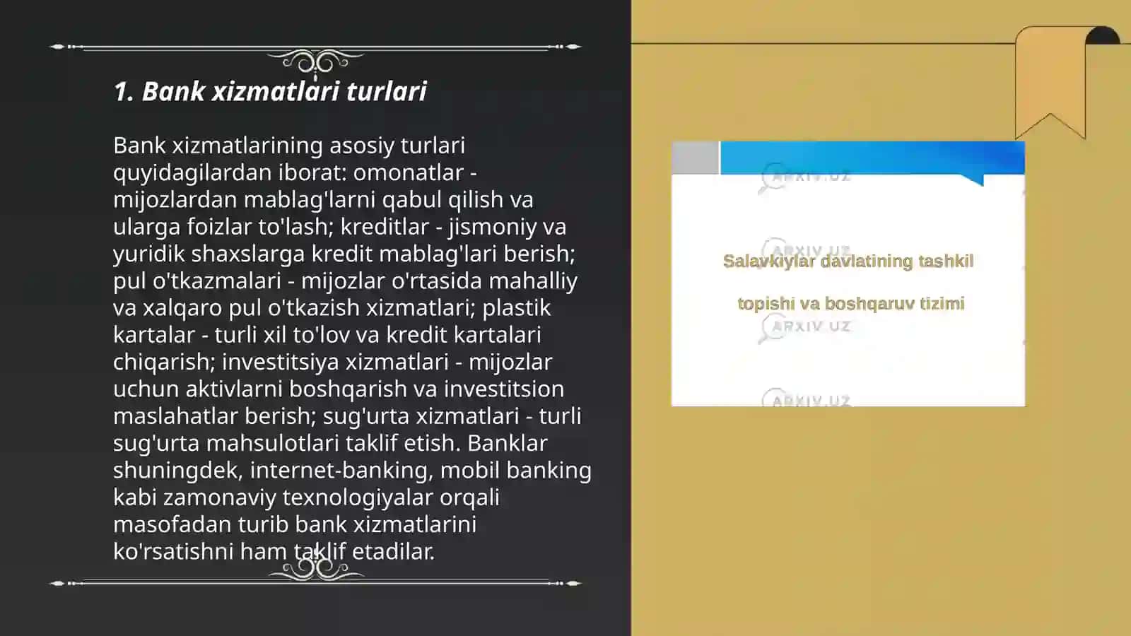 Bank xizmatlarining asosiy turlari 3