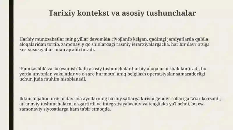 Harbiy xizmatchilar o'rtasida o'zaro munosabatlar 3