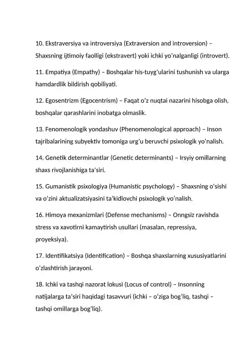 Shaxs psixologiyasi bo'yicha glossariy 3