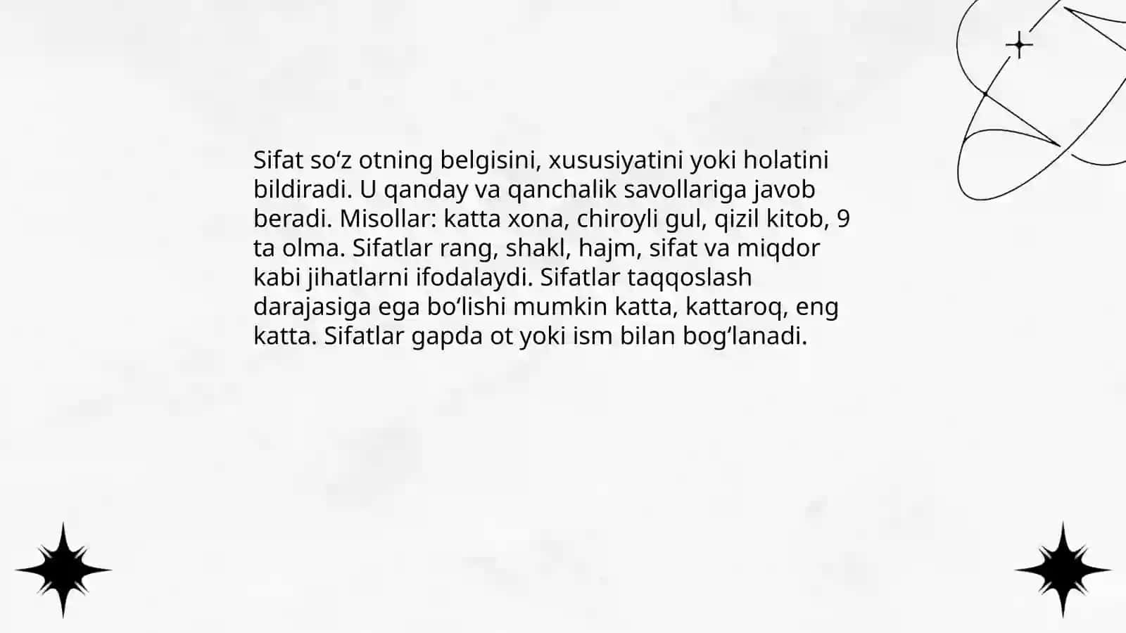 4 sinf uchun sifat soz turkumi 3