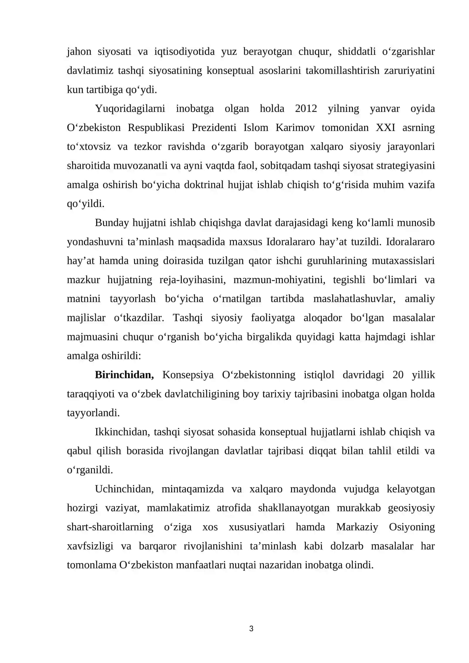 O`zbekiston tashqi siyosiy faoliyati konsepsiyasi 3
