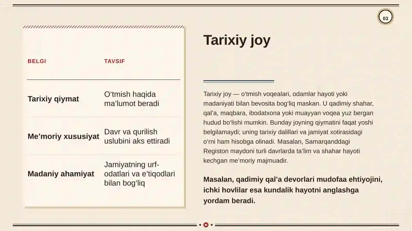 Tarixiy joylar: 3