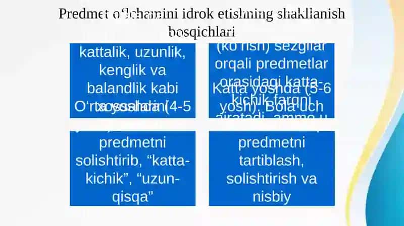 Predmetlarning o’lchamni idrok qilishning xossusiylari 3