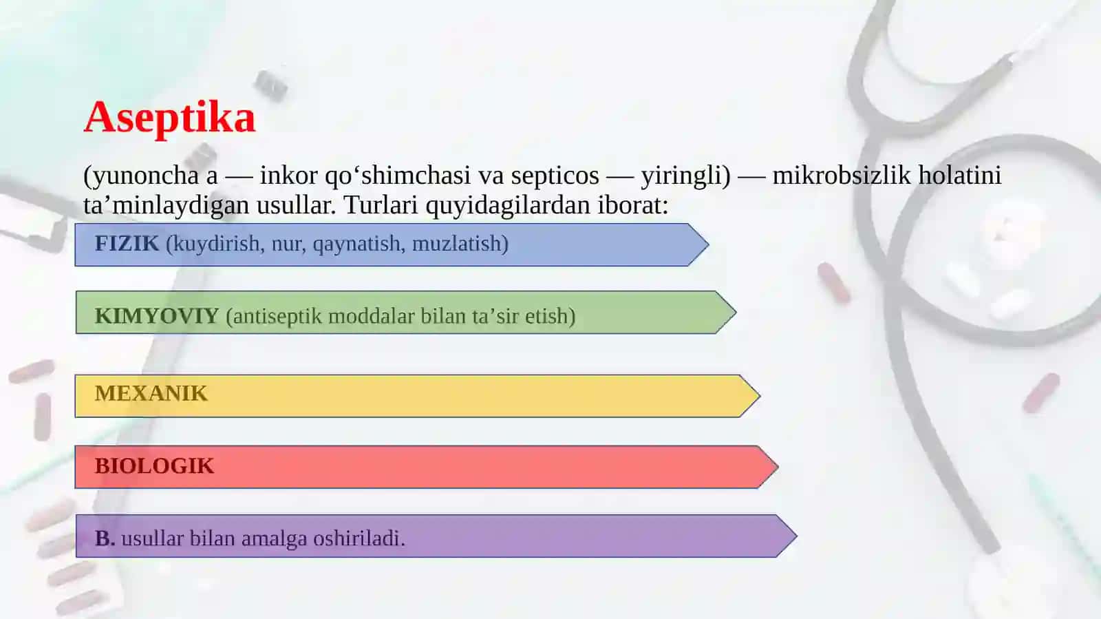 Aseptika va havo tomchi infektsiyalar 3