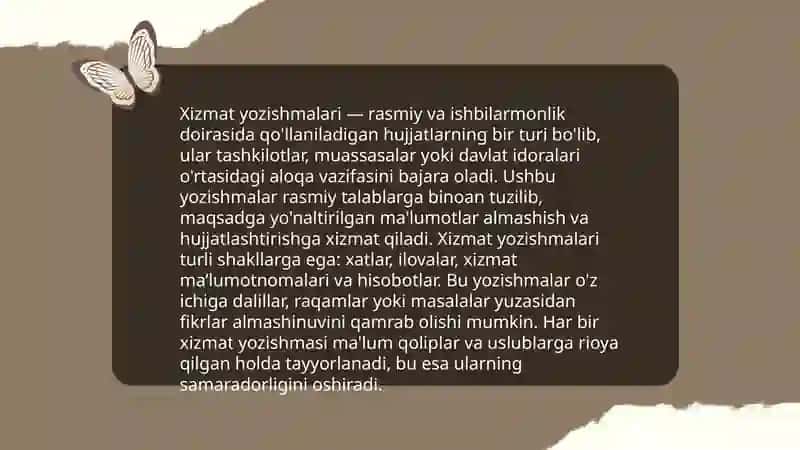 Xizmat yozishmalari 3