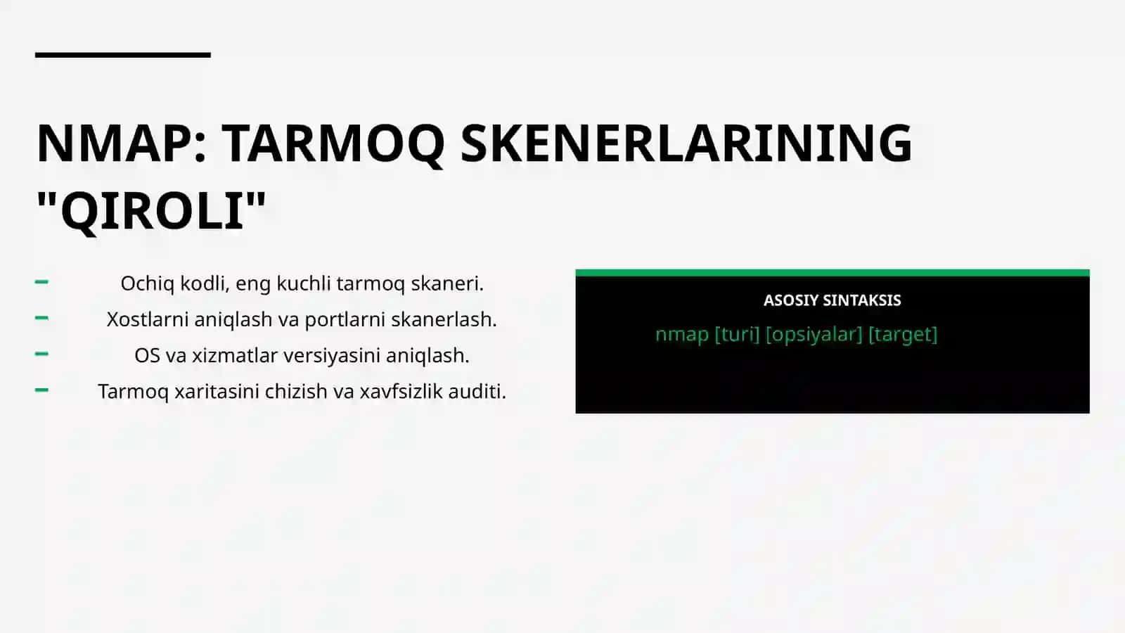 PORT SKANERLASH VA TARMOQ XIZMATLARINI ANIQLASH 3
