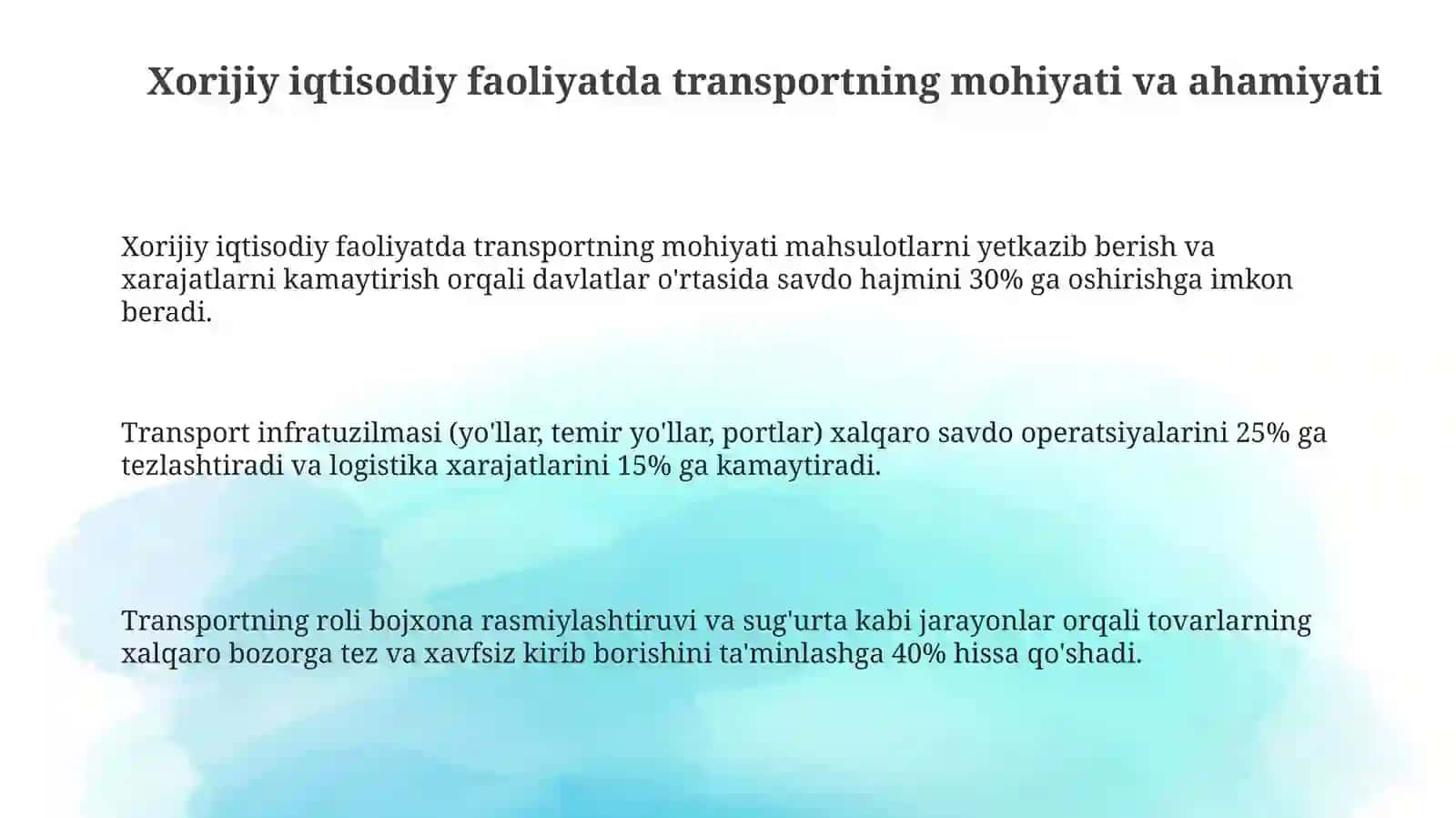 Tashqiiqtisodiy faoliyatda transport va uning ahamiyati 3
