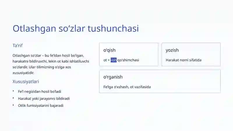 Ot va Otlashgan Soʻzlar: Oʻzbek Tilining Asosiy Tuzilishi 3