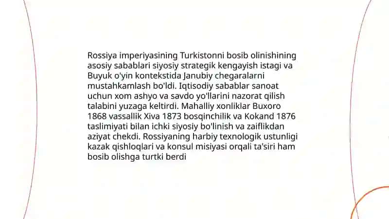 Turkiston Rossiya imperiyasi mustamlakachiligi davri 3