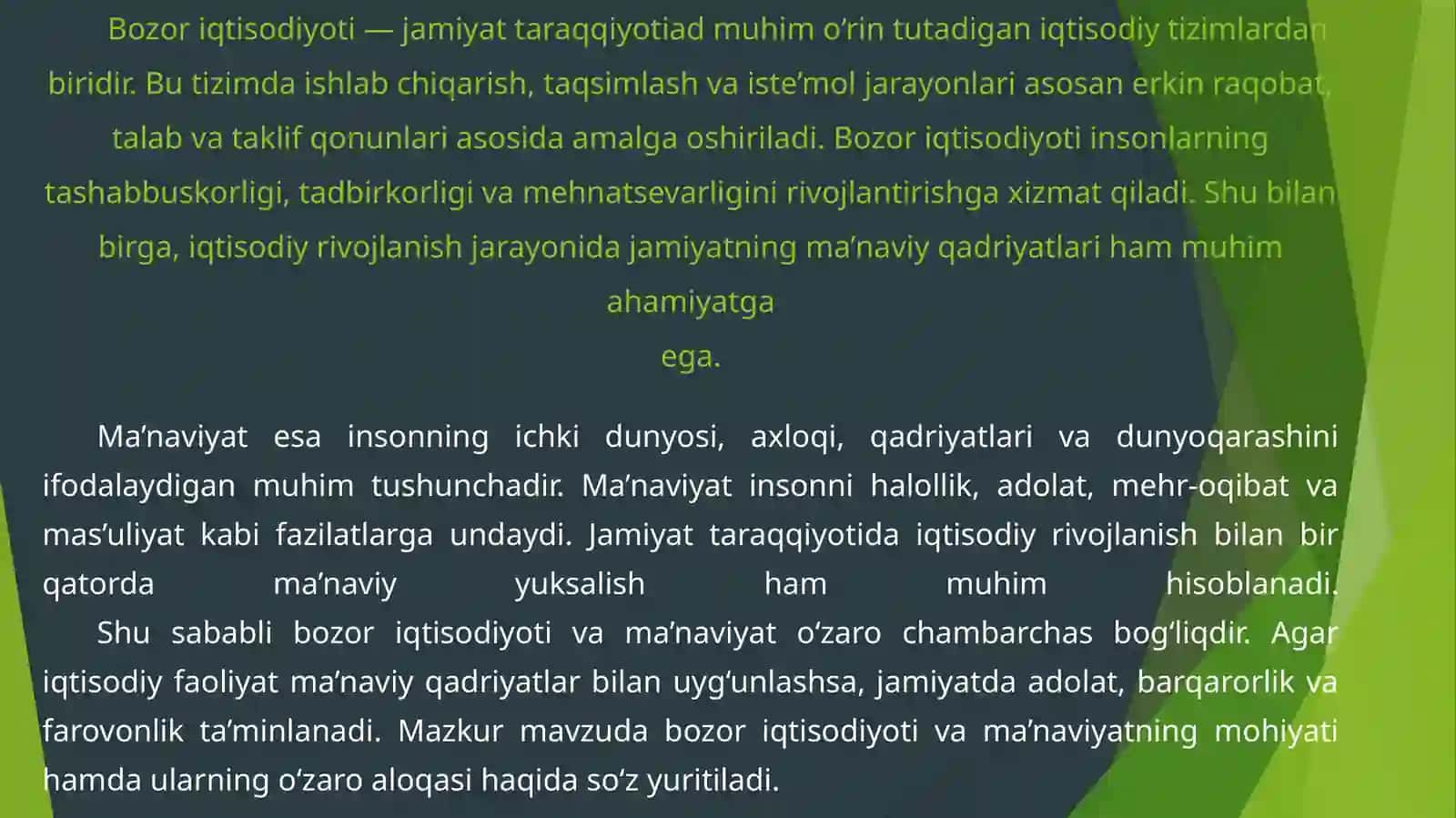 Bozor iqtisodiyoti va ma’naviyat 3