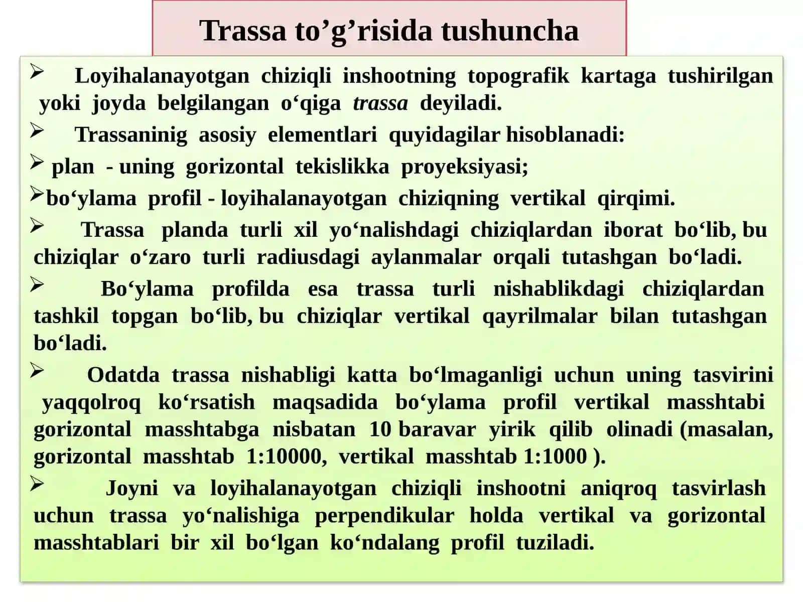 Chiziqli inshootlarni trassalash 3