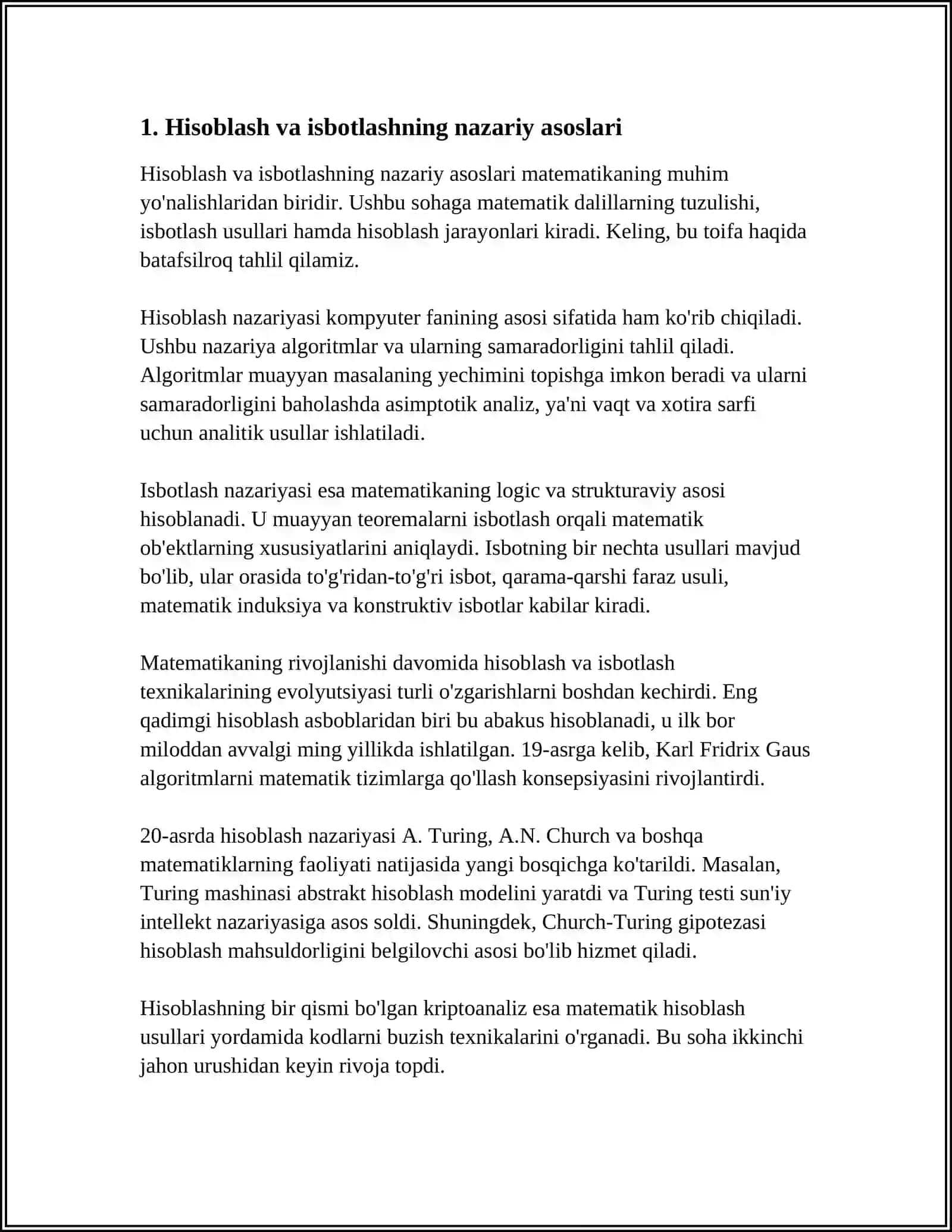 HISOBLASHGA VA ISBOTLASHGA DOIR MASALALAR YECHISH MAVZUSI 3