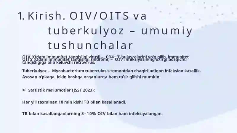 OIV va OITS kasalligiga chalingan bemorlarda tuberkulyoz kasalligining kechishi 3