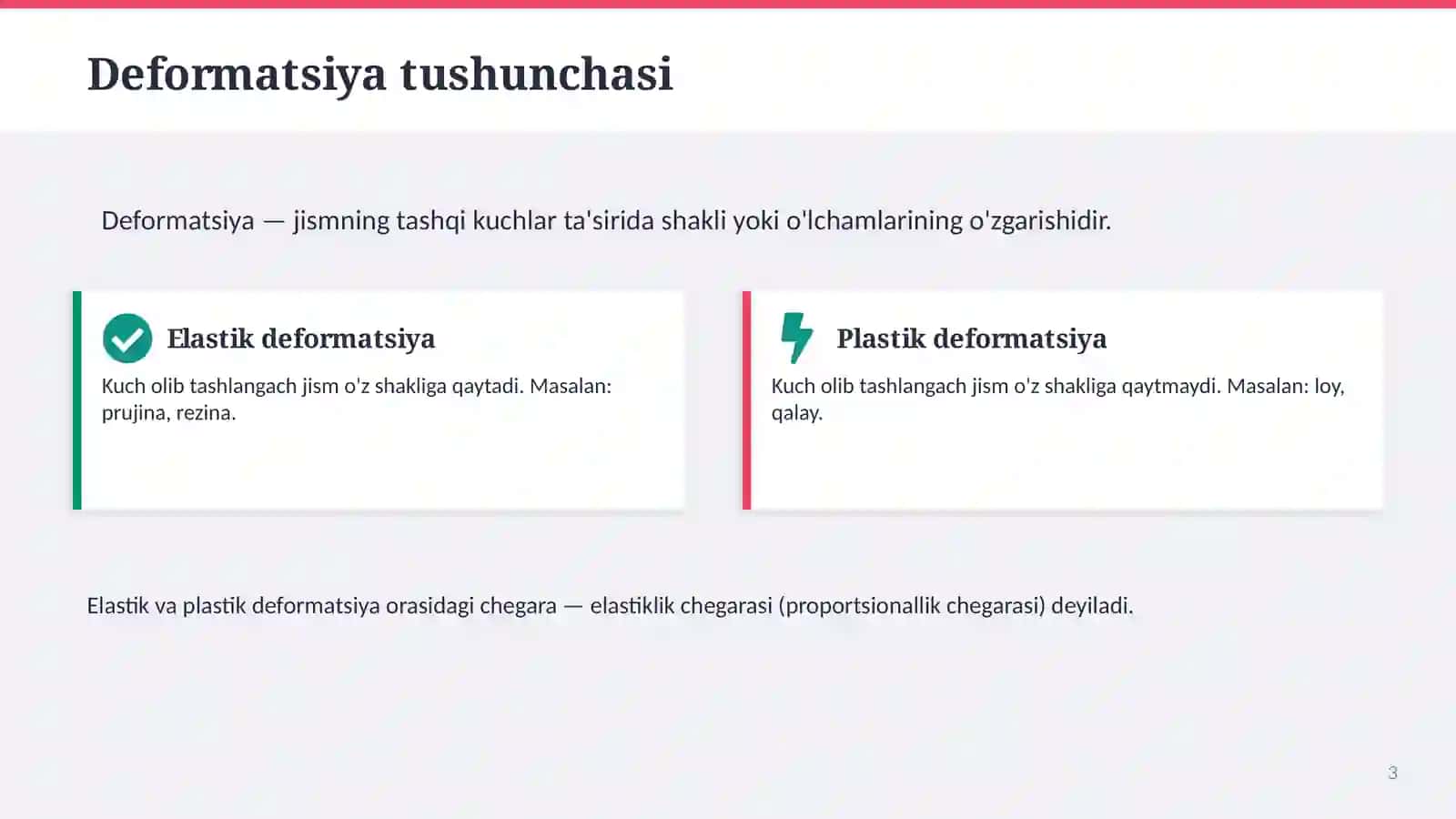 Elastik jism. Elastiklik kuchi 3