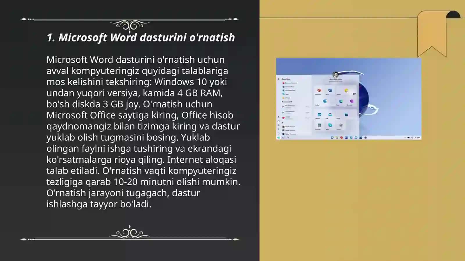 MICROSOFT WORD ILOVASIDA sohada foydalanish 3