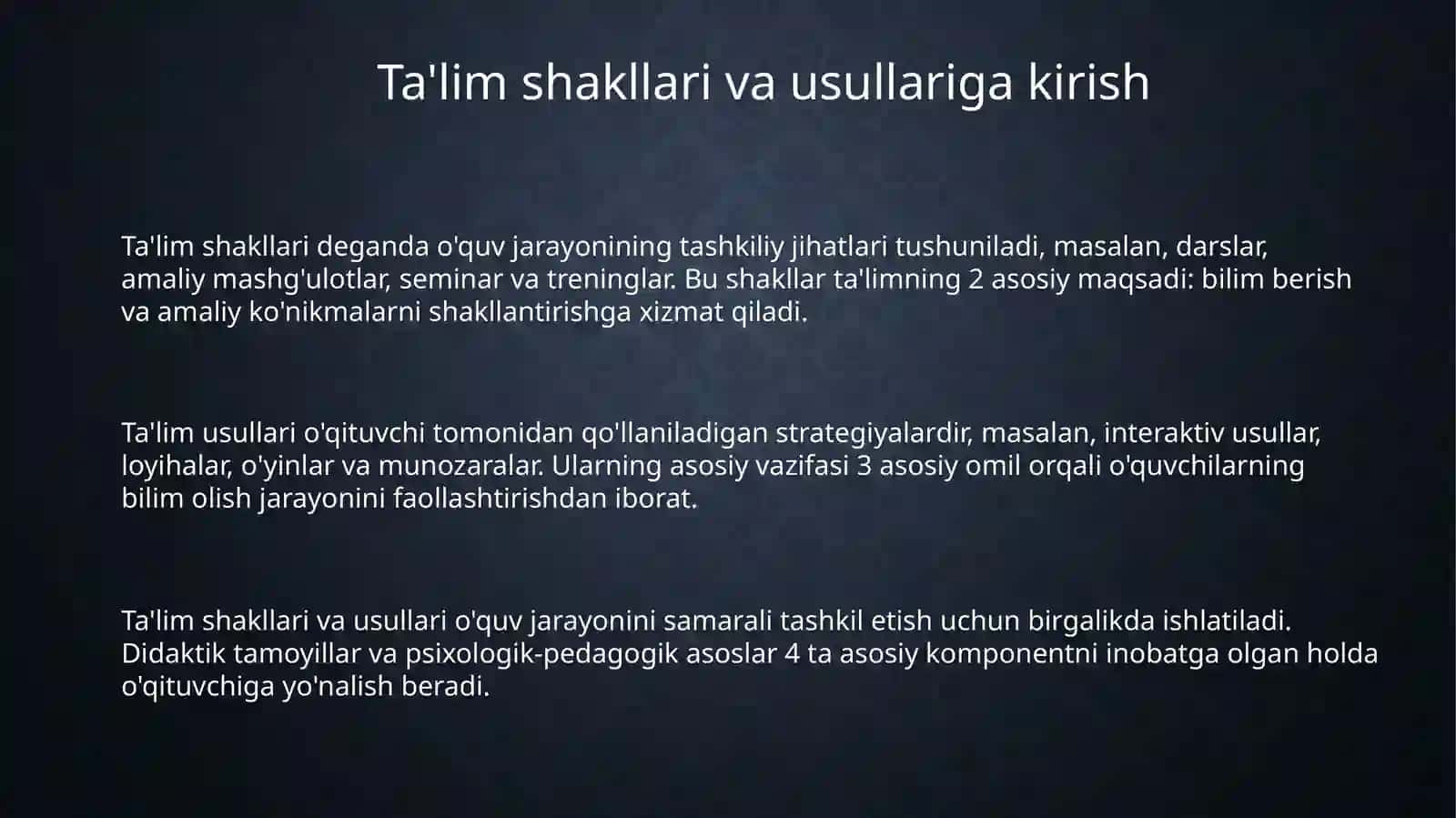 Tarbiya jarayonining shakillari va metodlari 3