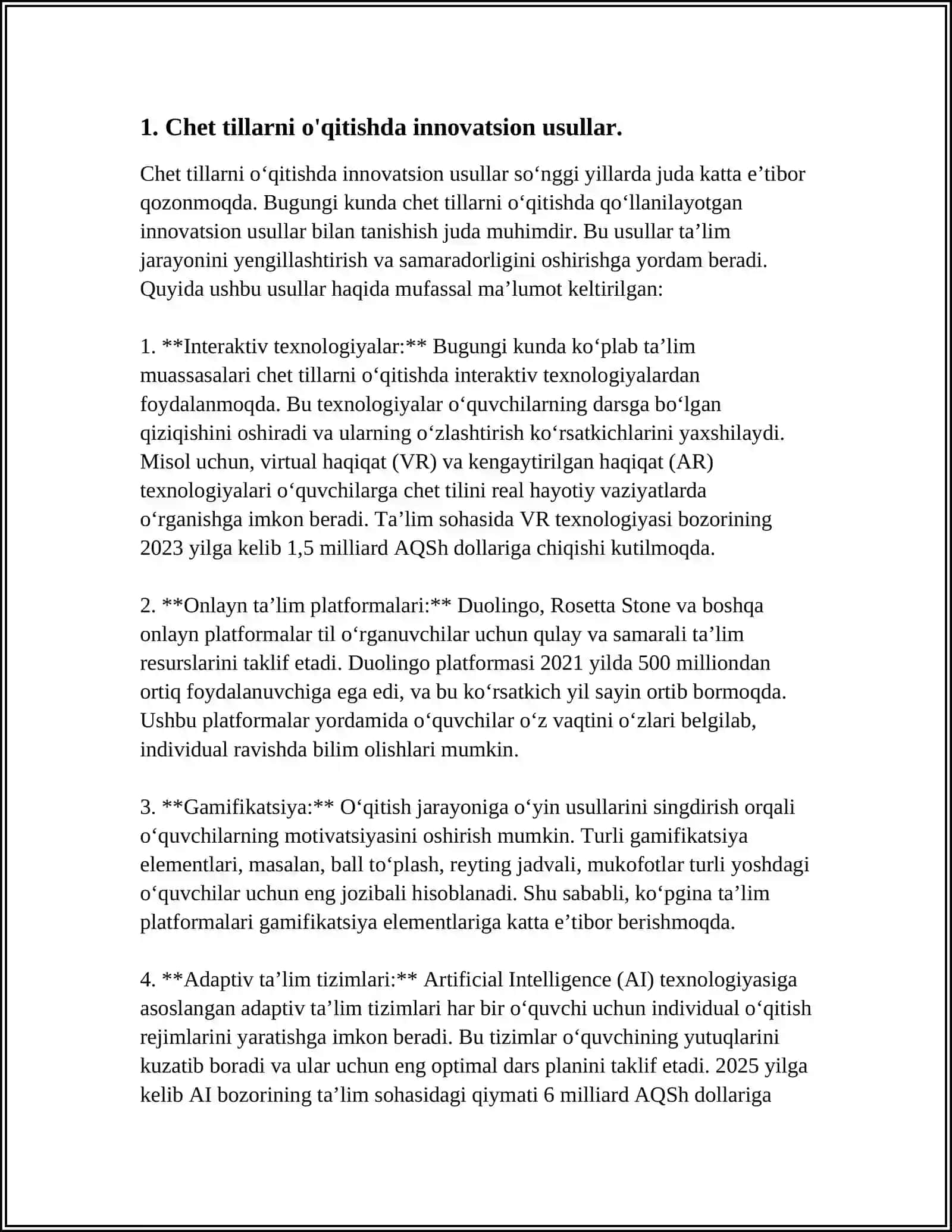 METOD VA METADALOGIYA MASALALARI: TILLARNI O'QITISH METODIKASI 3