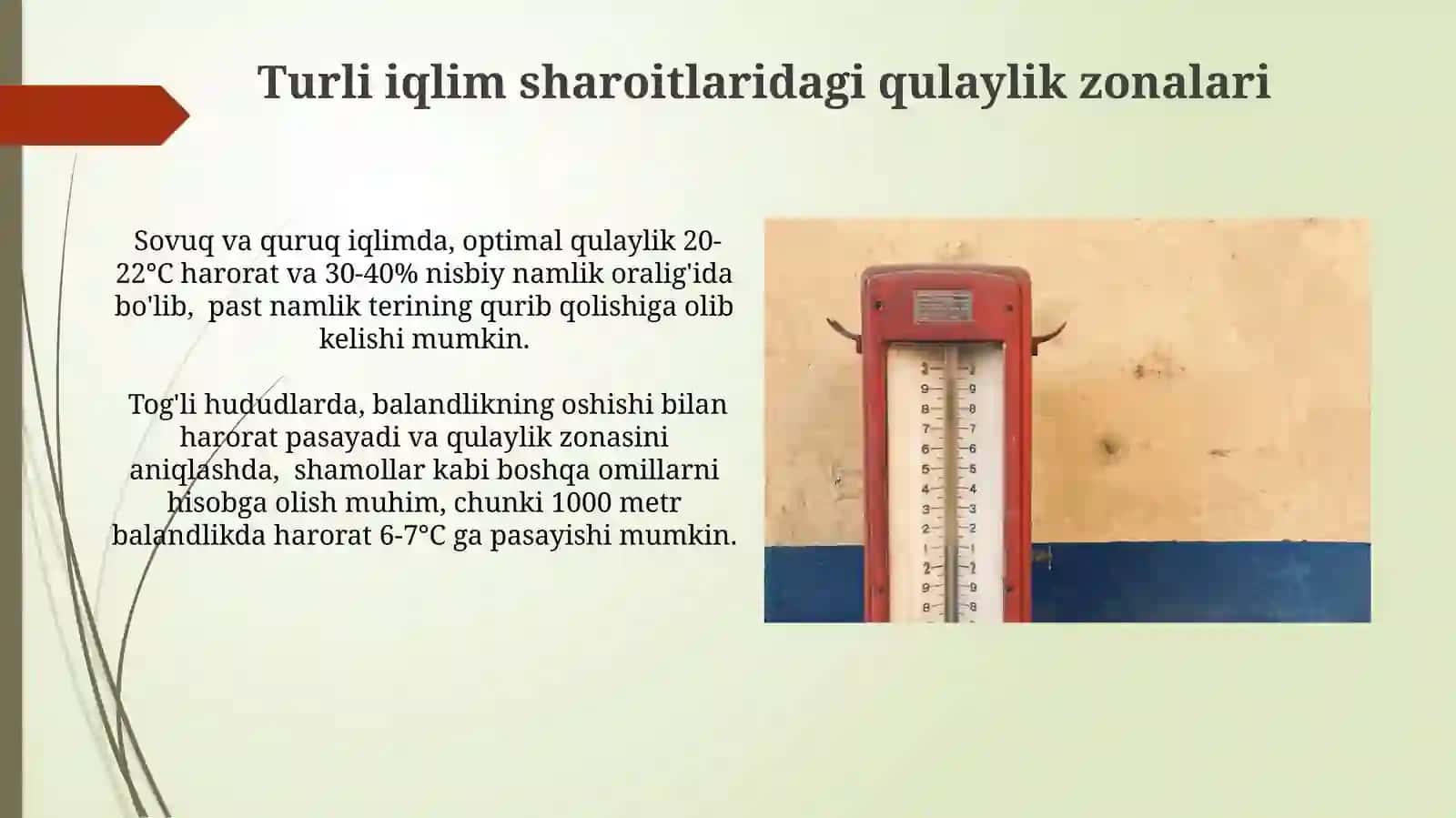 Harorat, Namlik va Qulaylik Zonalari 3